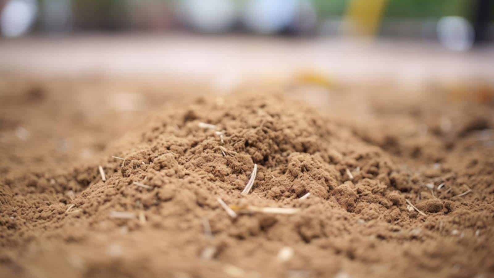 Selective focus of sandy loam soil showing its coarse texture